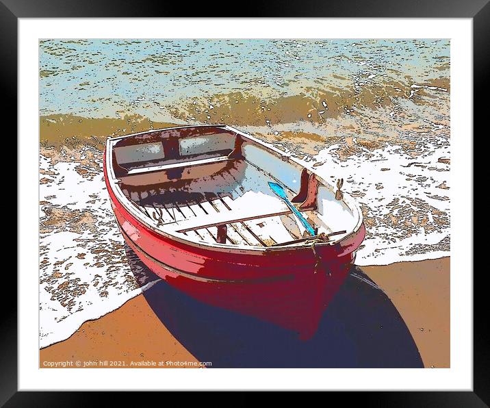 Rowing boat (illustration) Framed Mounted Print by john hill