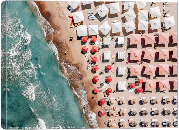 People On Beach, Aerial Photography, Summer Travel Beach Sea Canvas Print by Radu Bercan