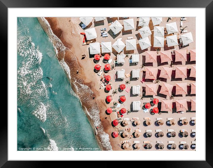 People On Beach, Aerial Photography, Summer Travel Beach Sea Framed Mounted Print by Radu Bercan