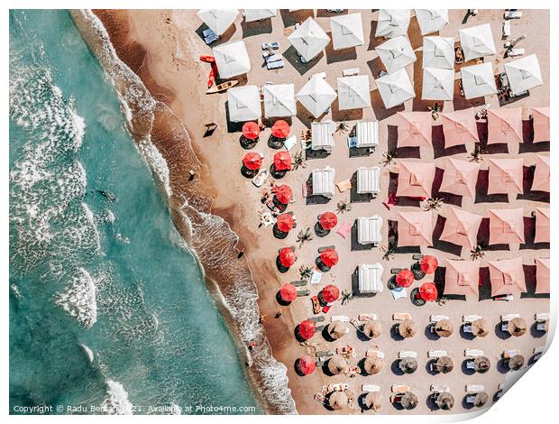 People On Beach, Aerial Photography, Summer Travel Beach Sea Print by Radu Bercan