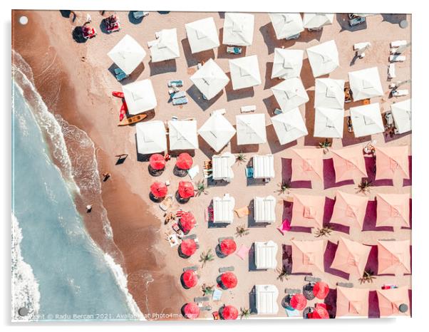 People Beach Umbrellas, Aerial Beach Print Acrylic by Radu Bercan