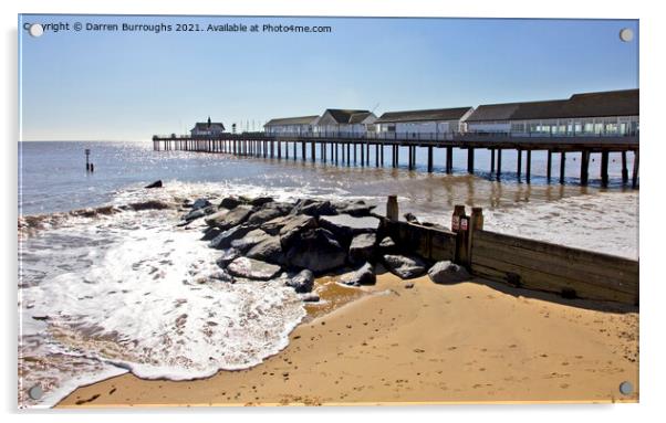 Southwold beach and Pier. Acrylic by Darren Burroughs