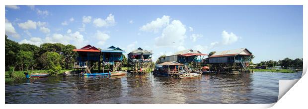 Tonlesap lake cambodia floating village 3 Print by Sonny Ryse