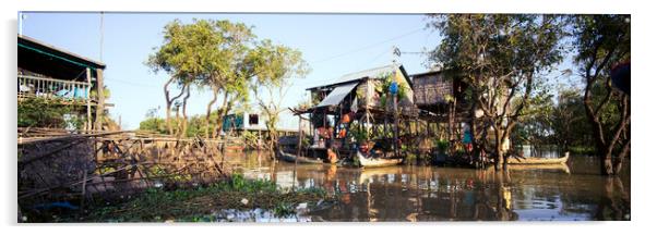 Tonle Sap Lake House Acrylic by Sonny Ryse