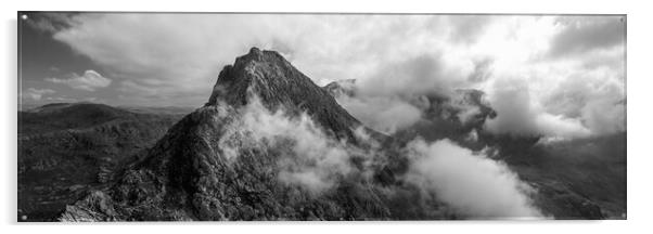 Tryfan Mountain Snowdonia national park wales black and white Acrylic by Sonny Ryse