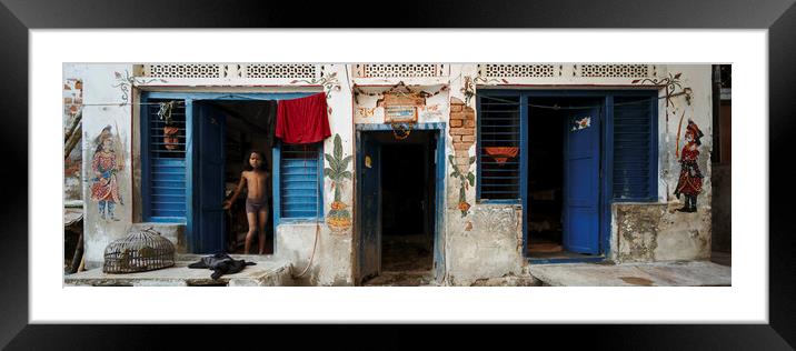 Varanasi street scene india Framed Mounted Print by Sonny Ryse