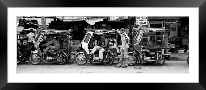 Trike Stand Philippines black and white Framed Mounted Print by Sonny Ryse