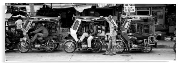 Trike Stand Philippines black and white Acrylic by Sonny Ryse