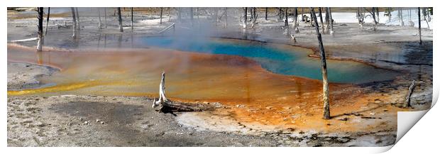 Yellowstone National Park hot spring Print by Sonny Ryse