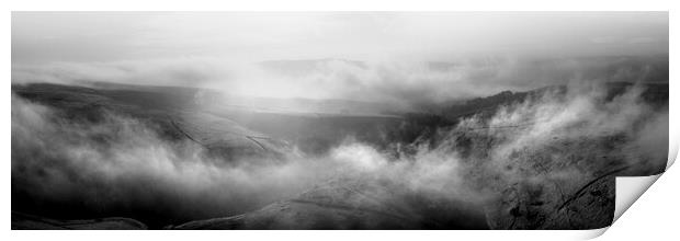 Yorkshire Dales mist black and white Print by Sonny Ryse
