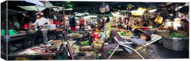 Cambodia street market siem reap Canvas Print by Sonny Ryse