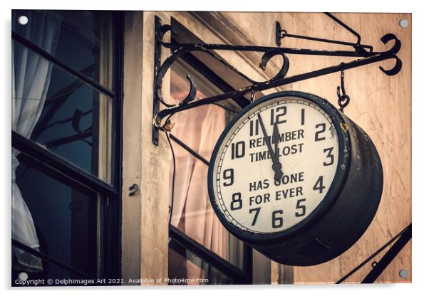 Time has gone, vintage street clock Acrylic by Delphimages Art