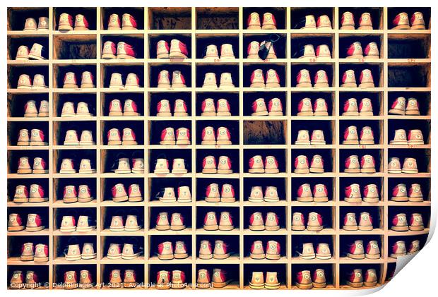 Collection of bowling shoes Print by Delphimages Art