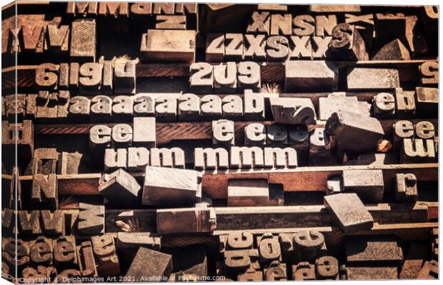 Antique letterpress printing blocks Canvas Print by Delphimages Art