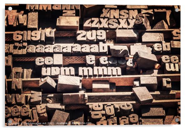 Antique letterpress printing blocks Acrylic by Delphimages Art