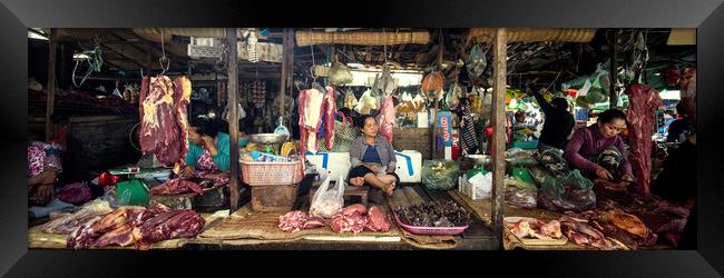 Siem Reap street market meat stall cambodia Framed Print by Sonny Ryse