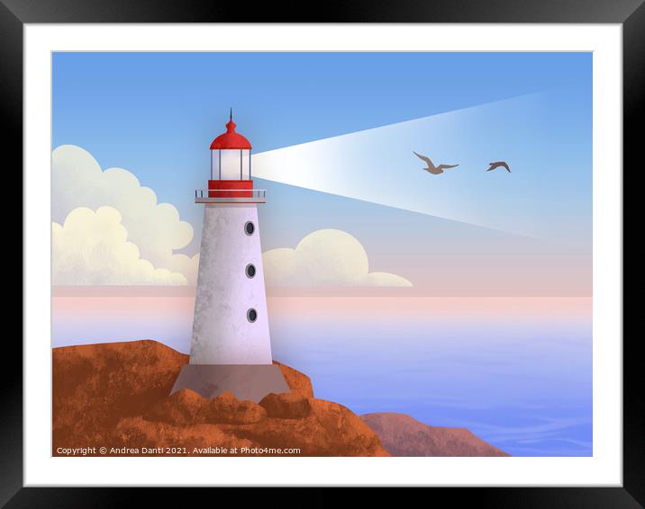 Pastel colors lighthouse Framed Mounted Print by Andrea Danti