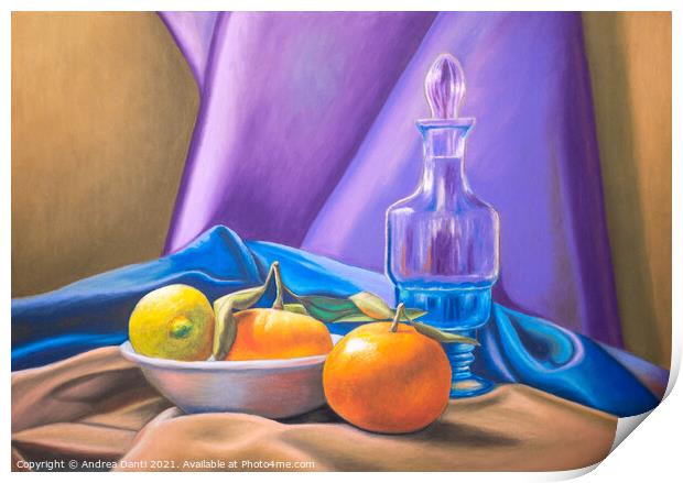 Still life with lemon and tangerines Print by Andrea Danti