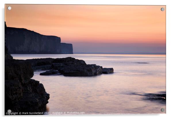 Sunset from Thornwick Nab Flamborough Head Acrylic by Mark Sunderland