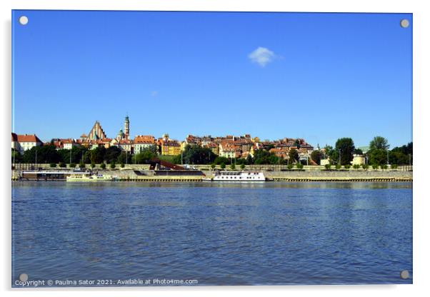 Vistula river. Warsaw panorama, Poland Acrylic by Paulina Sator
