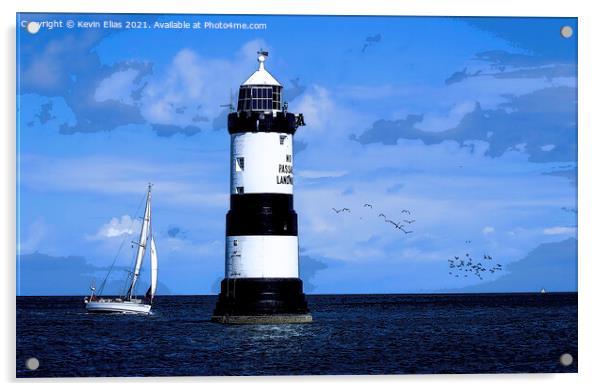 Penmon lighthouse poster. Acrylic by Kevin Elias