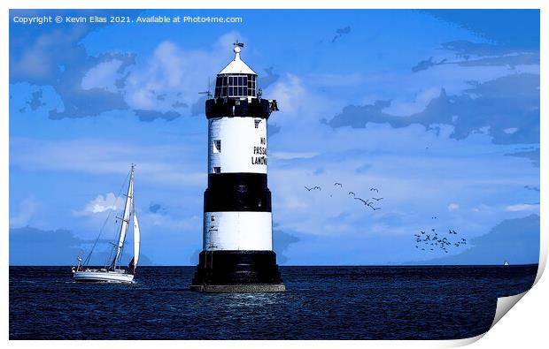 Penmon lighthouse poster. Print by Kevin Elias