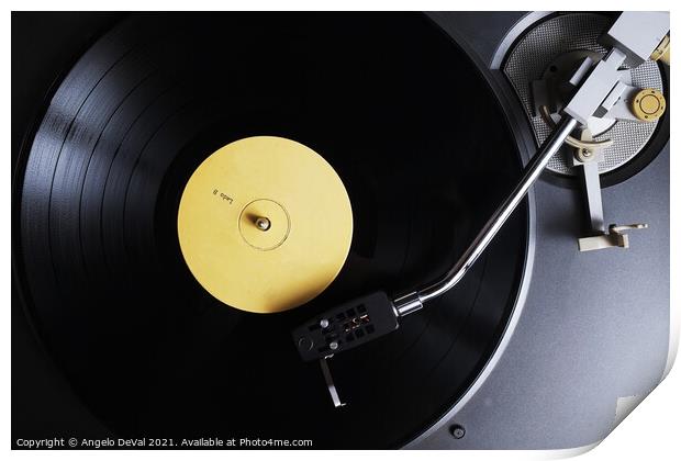 The Nostalgic Sounds of a Yellow Label Vinyl Recor Print by Angelo DeVal