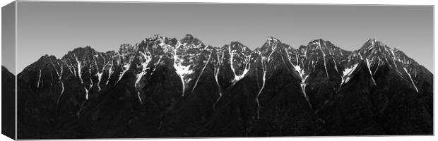 Canadian Rockies abstract panorama black and white Canvas Print by Sonny Ryse