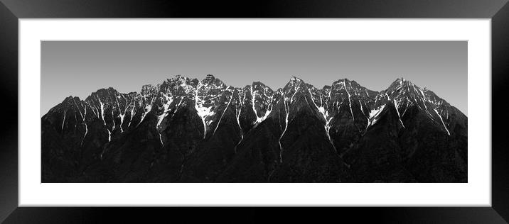 Canadian Rockies abstract panorama black and white Framed Mounted Print by Sonny Ryse