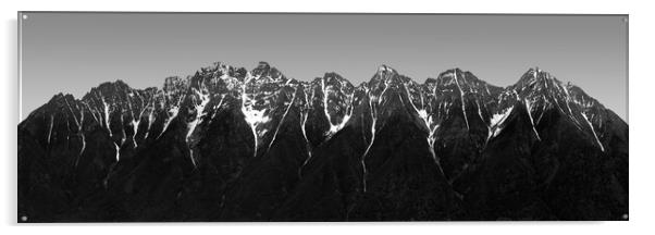 Canadian Rockies abstract panorama black and white Acrylic by Sonny Ryse