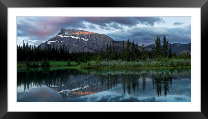Cascade Montain and Ponds Banff national park rockies Framed Mounted Print by Sonny Ryse