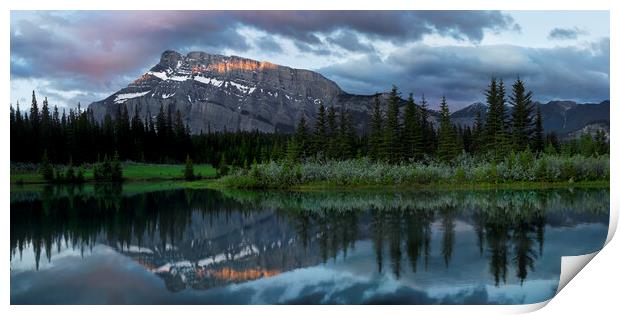 Cascade Montain and Ponds Banff national park rockies Print by Sonny Ryse