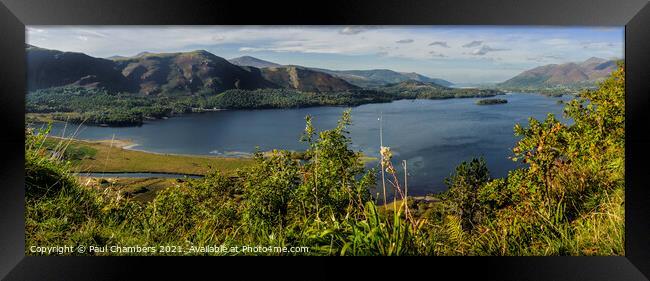 Derwent Water Panorama  Framed Print by Paul Chambers