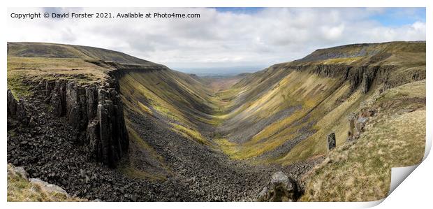 High Cup Gill from High Cup Nick, Cumbria, UK Print by David Forster