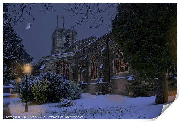 St Andrews church in winter Print by Jim O'Donnell