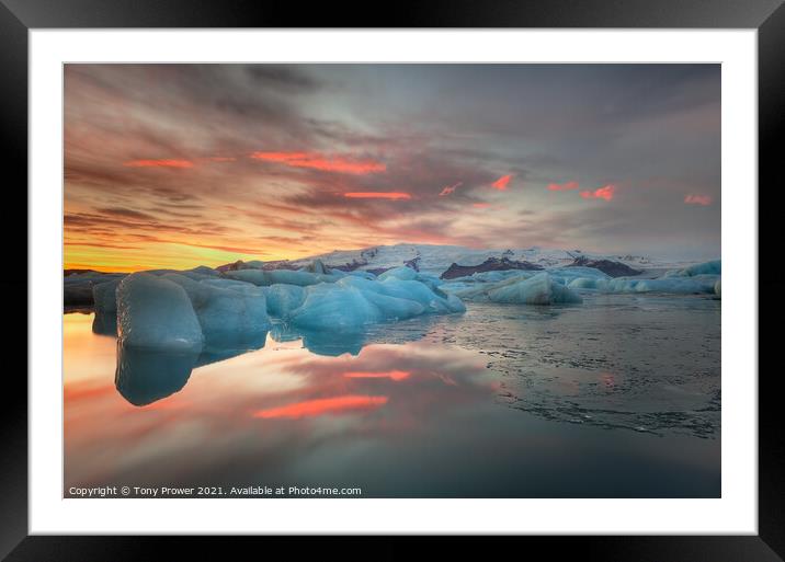 Iceberg dusk reflection Framed Mounted Print by Tony Prower