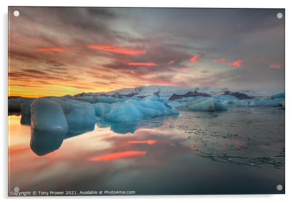 Iceberg dusk reflection Acrylic by Tony Prower