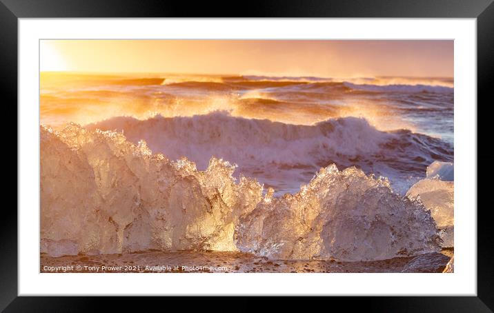 Backlit crystal ice Framed Mounted Print by Tony Prower