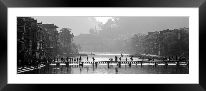 Fenhuang Phoenix old ancient Town China Black and white Framed Mounted Print by Sonny Ryse