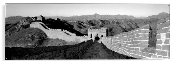 Jinshanling Great Wall of China Black and White Acrylic by Sonny Ryse