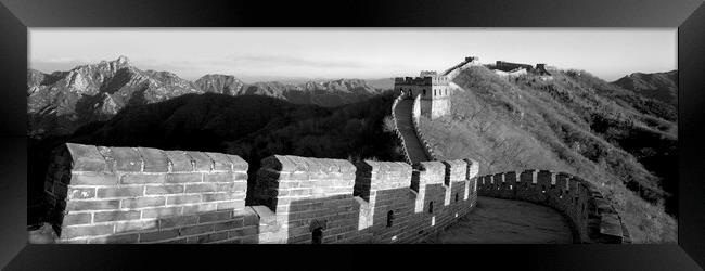 Mutianyu Great wall of China Black and white Framed Print by Sonny Ryse