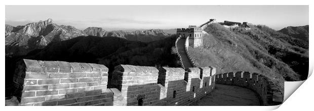 Mutianyu Great wall of China Black and white Print by Sonny Ryse