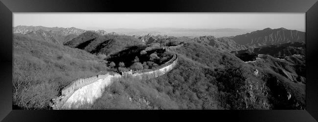 Mutianyu Great wall of China Black and white Framed Print by Sonny Ryse