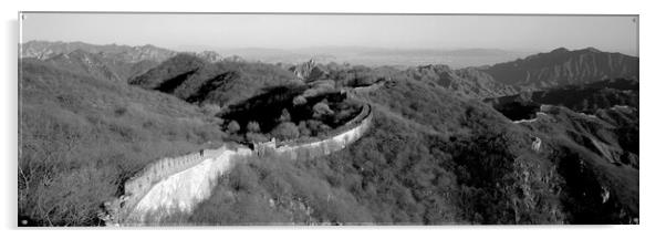Mutianyu Great wall of China Black and white Acrylic by Sonny Ryse