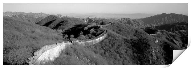 Mutianyu Great wall of China Black and white Print by Sonny Ryse