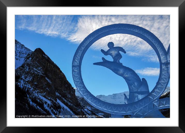 An Ice sculpture representing world sports athletic event Framed Mounted Print by PhotOvation-Akshay Thaker