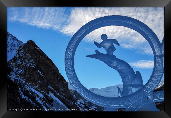 An Ice sculpture representing world sports athletic event Framed Print by PhotOvation-Akshay Thaker