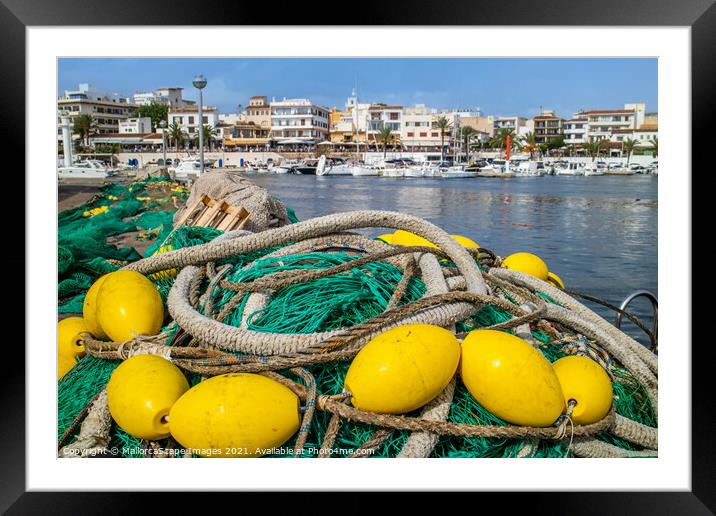 fishing nets in harbour of Cala Rajada in Majorca Framed Mounted Print by MallorcaScape Images