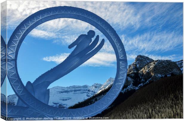 An Ice sculpture representing world sports winter athletic event Canvas Print by PhotOvation-Akshay Thaker