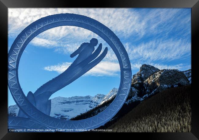An Ice sculpture representing world sports winter athletic event Framed Print by PhotOvation-Akshay Thaker